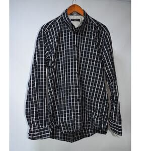 Jack Lipson Sport Men’s L Black Gray Windowpane Check Button Down Shirt